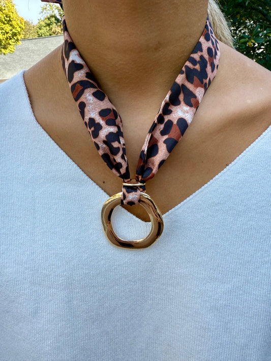 Lepord Print Scarf Necklace