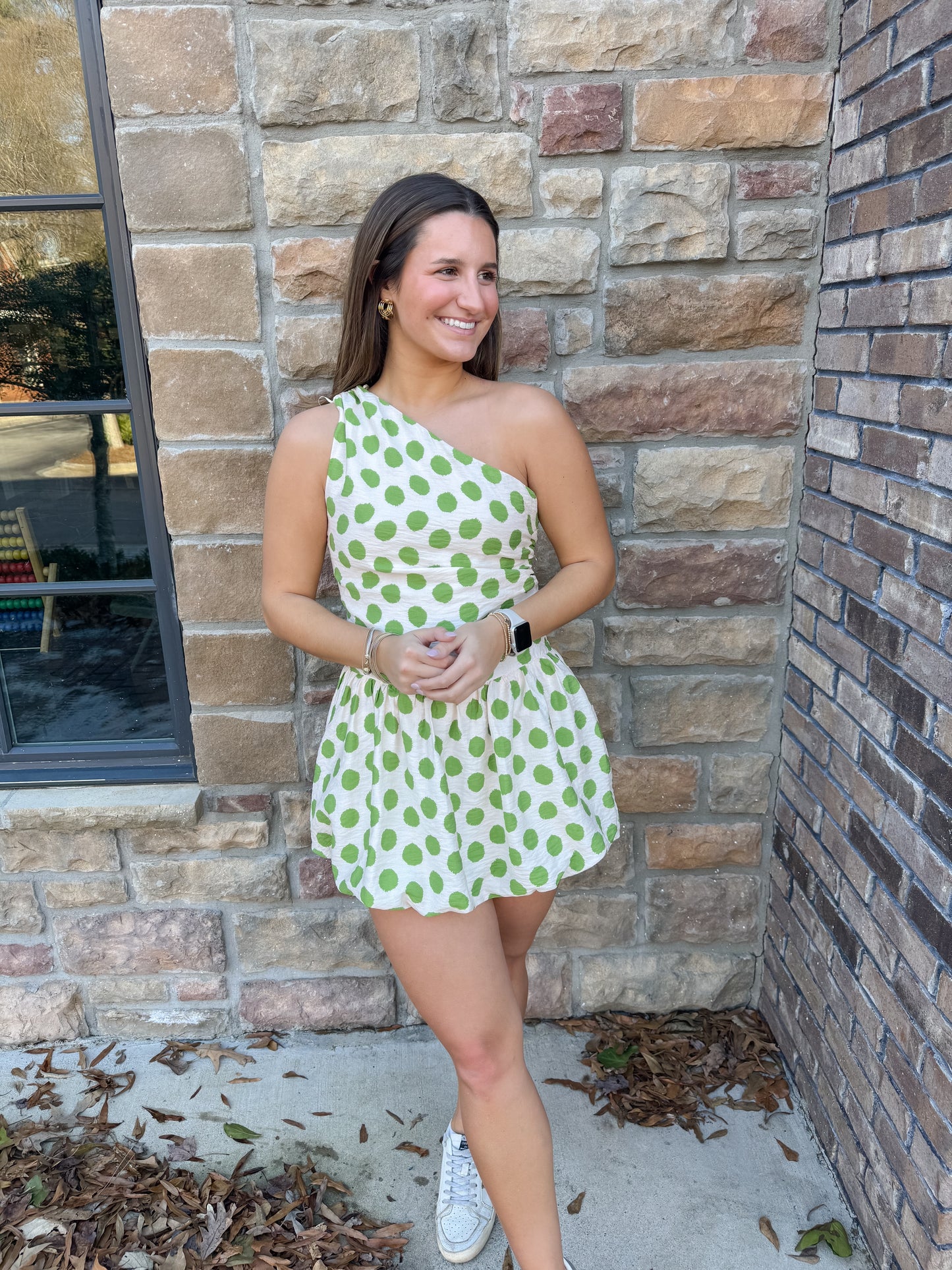 Dotted Sage Affair Romper