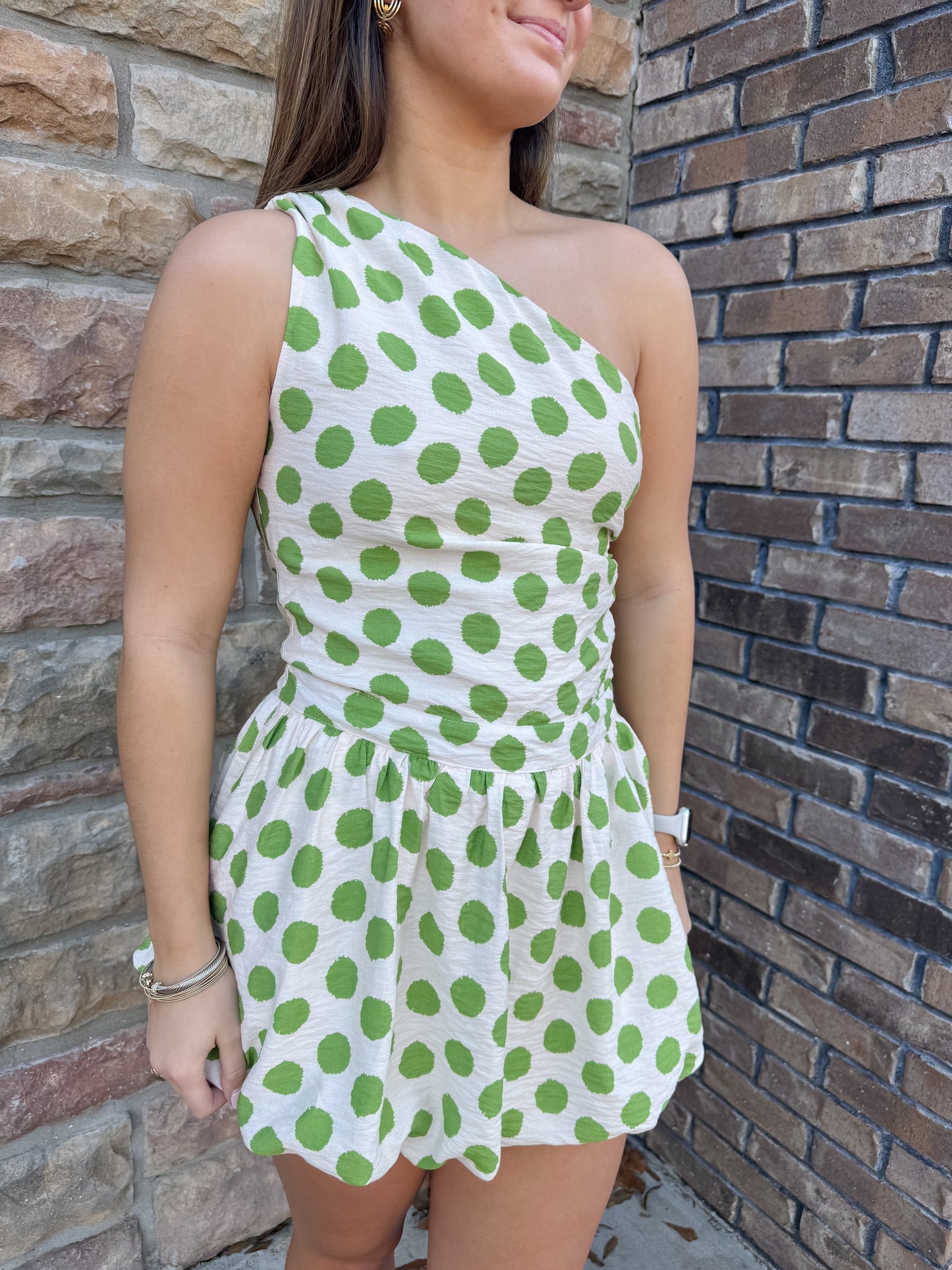 Dotted Sage Affair Romper