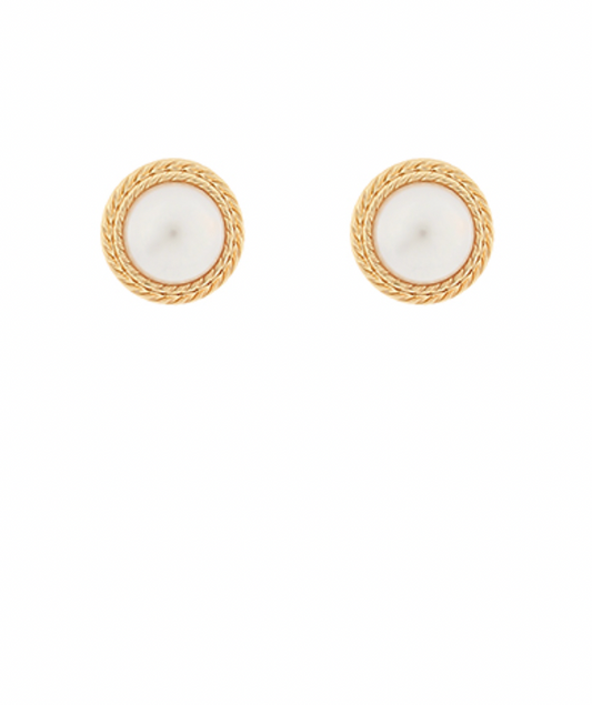 Gold Rope Pearl Studs