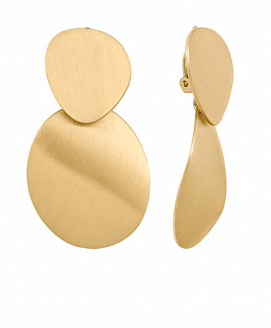 Gold Disk Clip Earrings