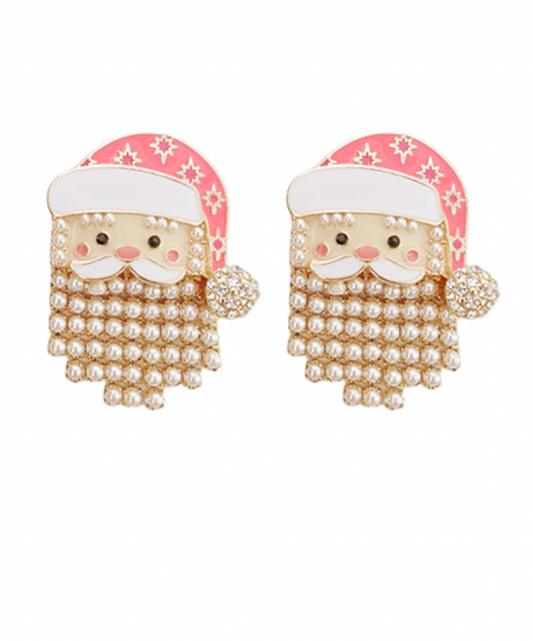 Pearly Santa Earrings