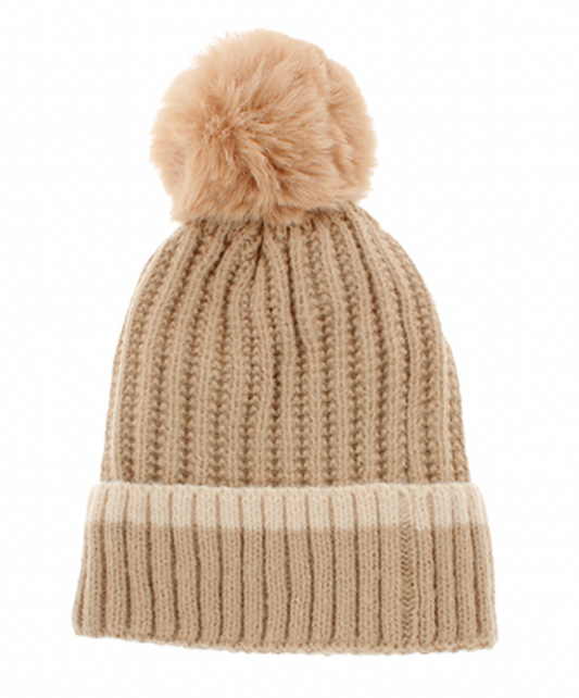 Pom Pom Beanie - Beige