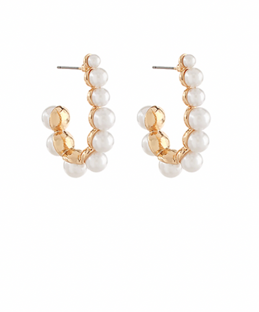 Graduated Pearl U Shape Hoops