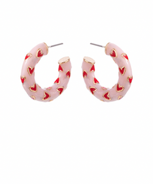 Mini Heart Hoops - Pink/Red