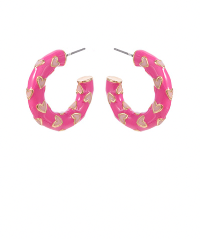 Mini Heart Hoops - Hot Pink/Light Pink