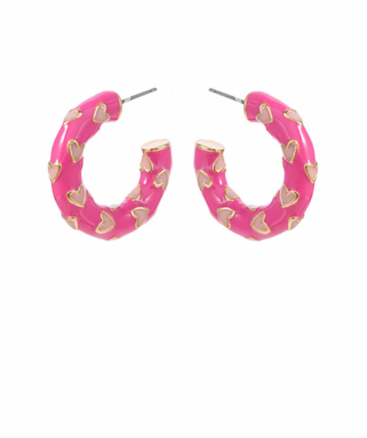 Mini Heart Hoops - Hot Pink/Light Pink