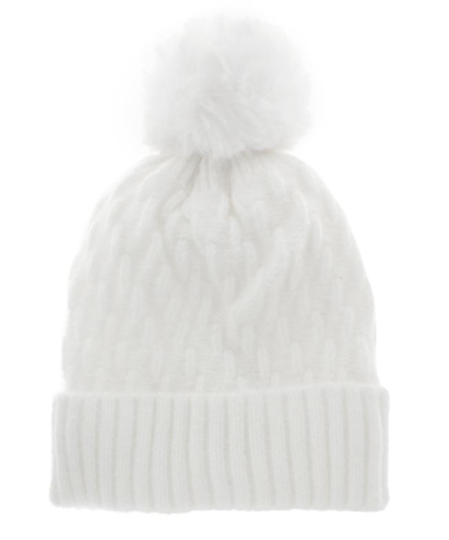 Pom Pom Beanie - White