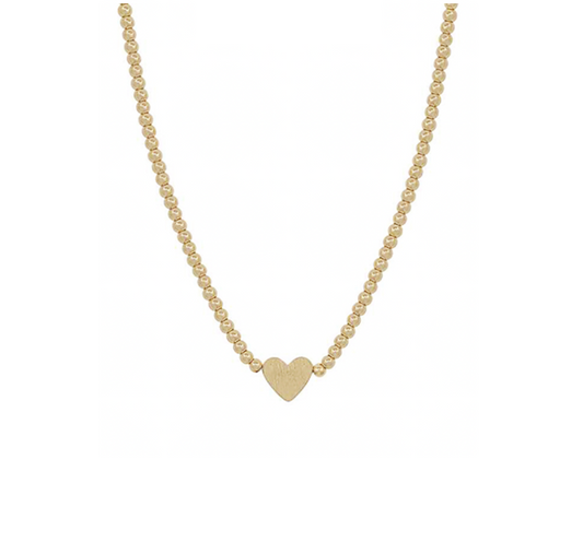 Gold Beaded Heart Necklace