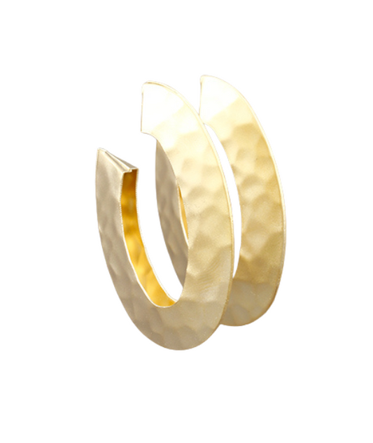 Gold Hammered Hoops