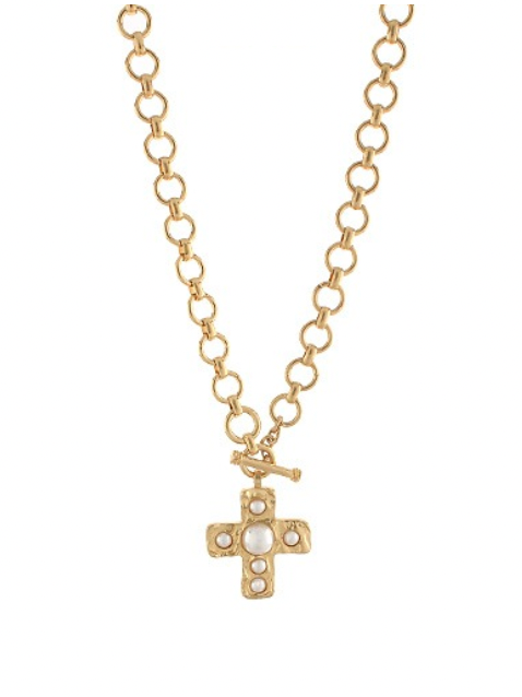 Cross & Pearl Pendant Necklace