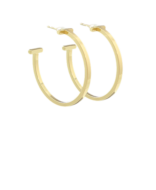 Gold T Hoops