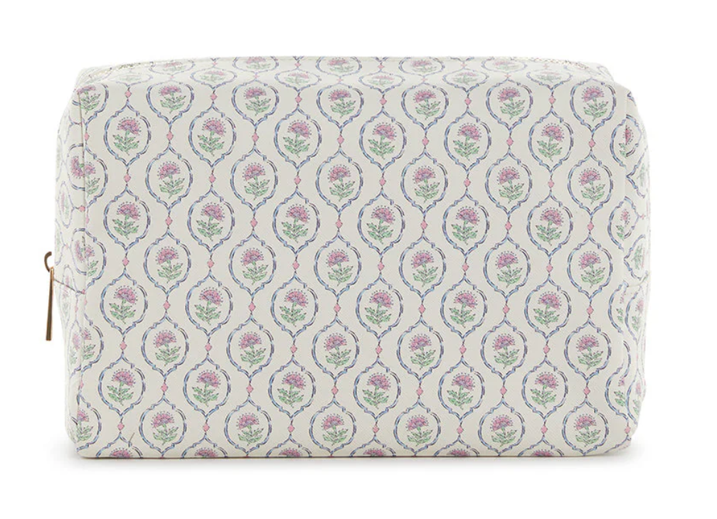 Luxe Cosmetic Bag - Everday Bag - Antibes With Navy Pinstripe Liner