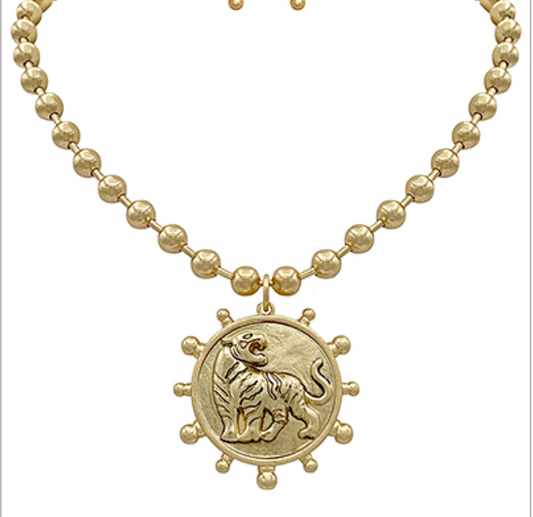 Roaring Tiger Sunburst Necklace