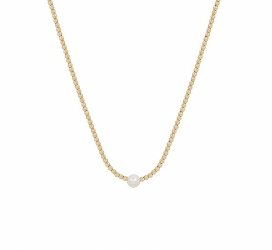 Gold Beaded Pearl Necklace