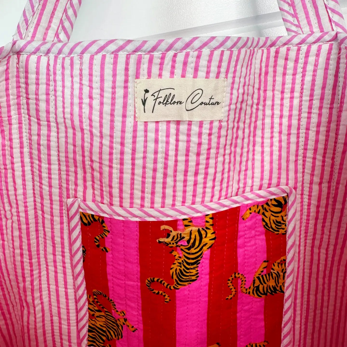 Quilted Tote Bag - Tiger Tote